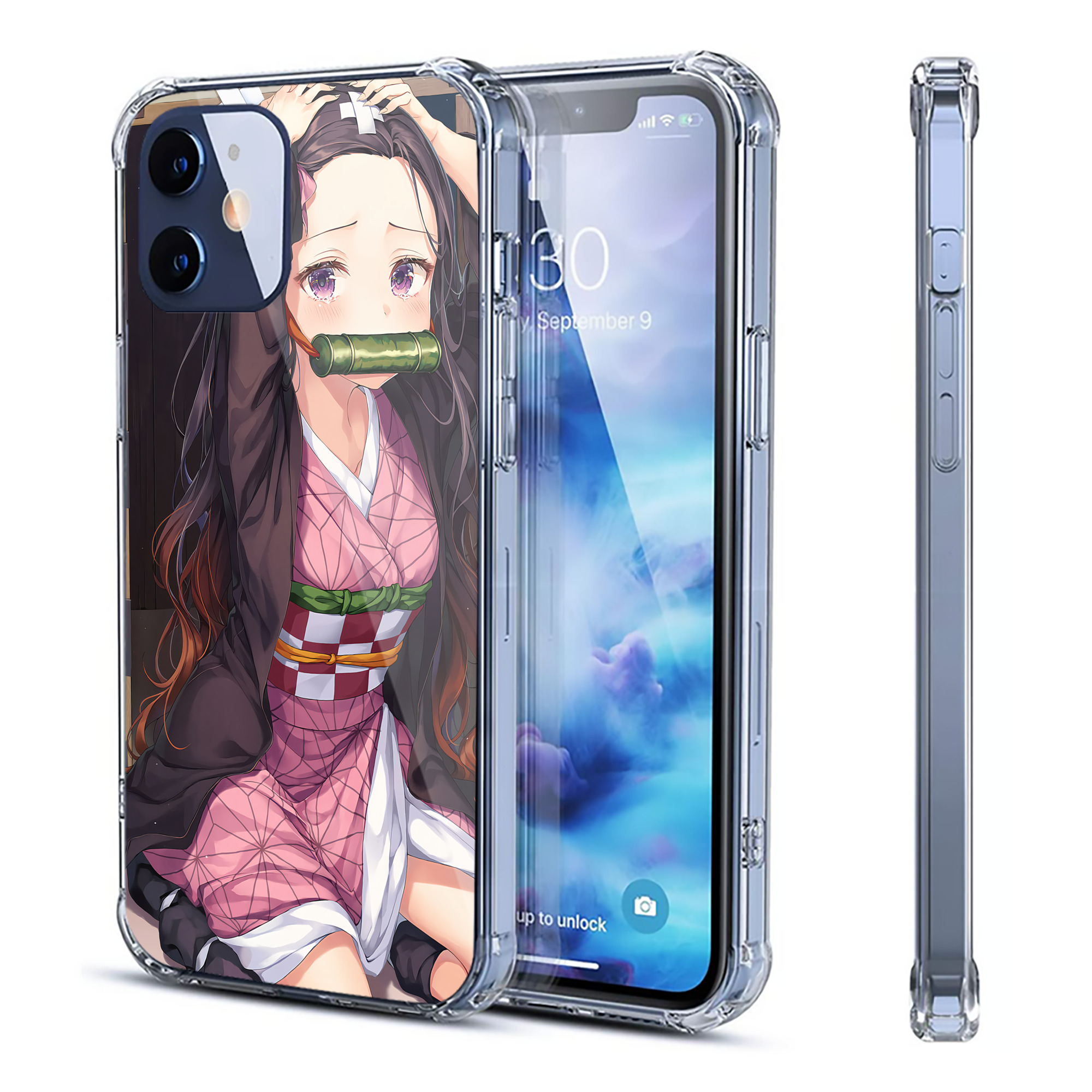 （画像用） 鬼滅の刃（きめつのやいば）竈門 禰󠄀豆子／かまど ねずこ Kamado Nezuko 【iPhone 12シリーズ対応】透明スマホケース（クリアソフトケース）